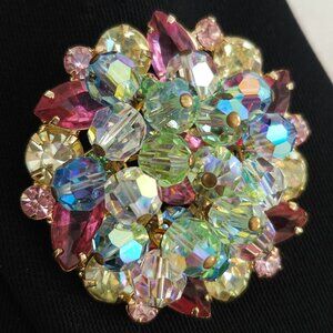 Vintage D&E Juliana Pastel Beads and Rhinestone Brooch Pin